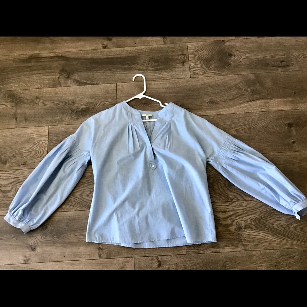 Joie blue cotton bell sleeve blouse